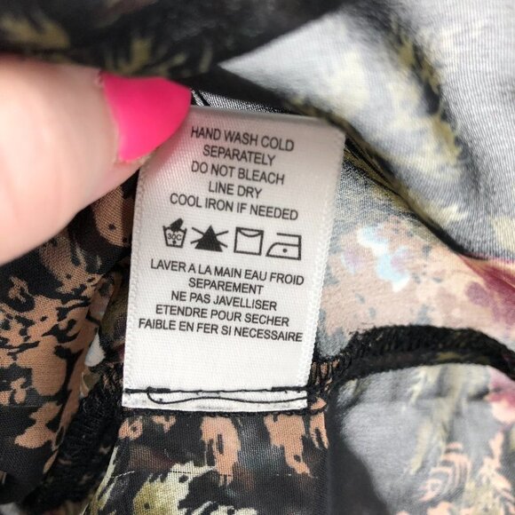 Pleione  Black Floral Peasant Tunic sheer balloon sleeve blouse LG - Picture 11 of 16